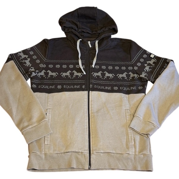 Equiline Nilvian Full Zip Hoodie with Winter Print & Horses, Womens size XXL - Picture 14 of 16